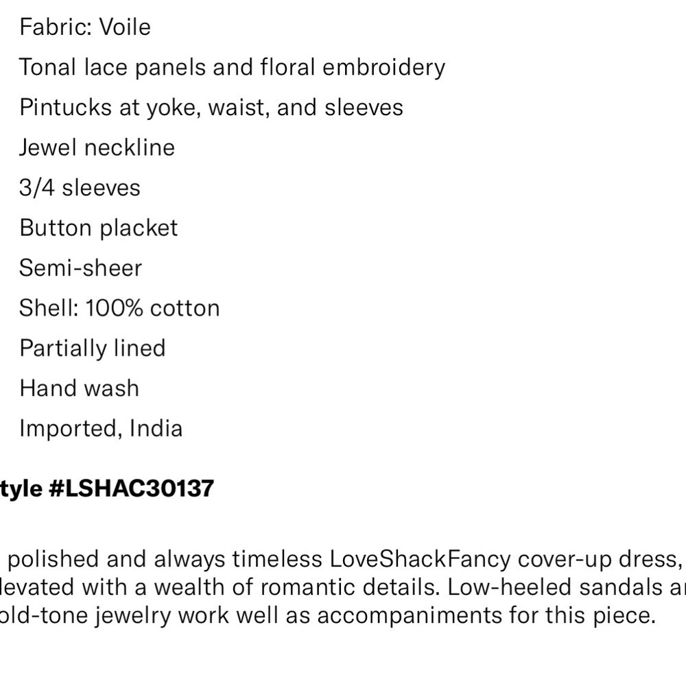 LOVESHACKFANCY Women's Beth Dress, White, L - Picture 7 of 15